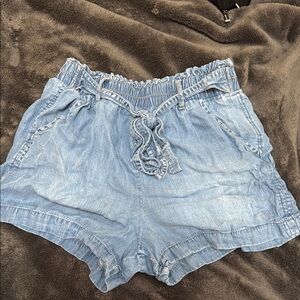 Light Blue Denim Flowy Women's Shorts